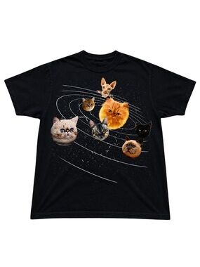 Gildan Black Cat Constellation Graphic Tee - Cat Lovers Shirt